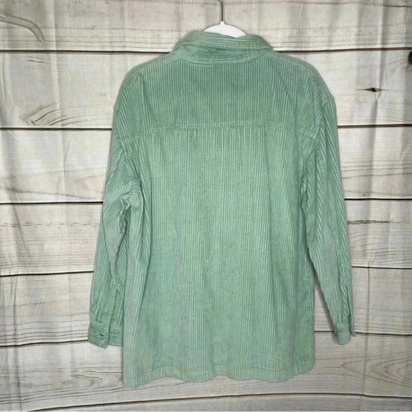 Denim & Co Womens Corduroy Jacket Medium Light Green Zip Up Pockets Unlined - Picture 7 of 11